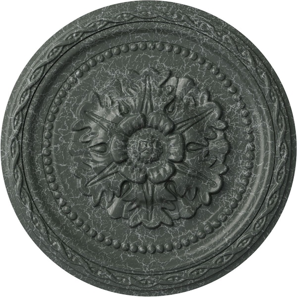 Ekena Millwork Palmetto Ceiling Medallion, Hand-Painted Athenian Green Crackle, 11 1/2"OD x 1"P CM11PAAGC - main